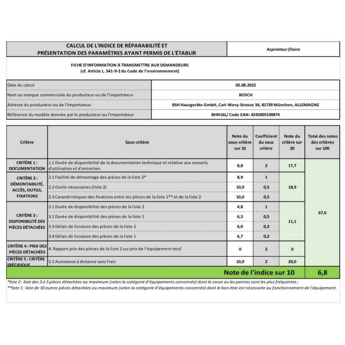 BOSCH Aspirateur à main rechargeable 14.4v - BHN16L