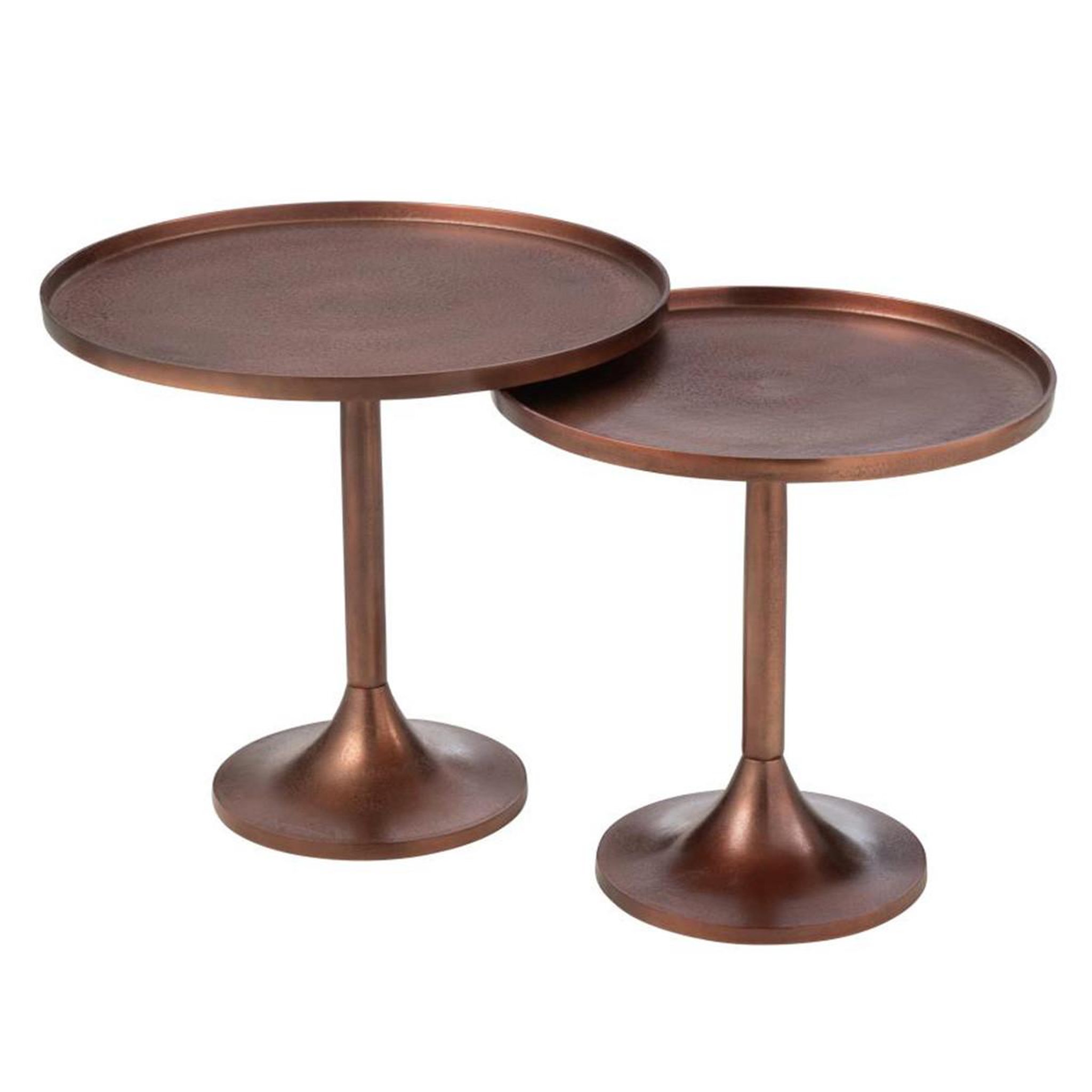 J-LINE Lot de 2 Tables d'Appoint  Fone  56cm Bronze