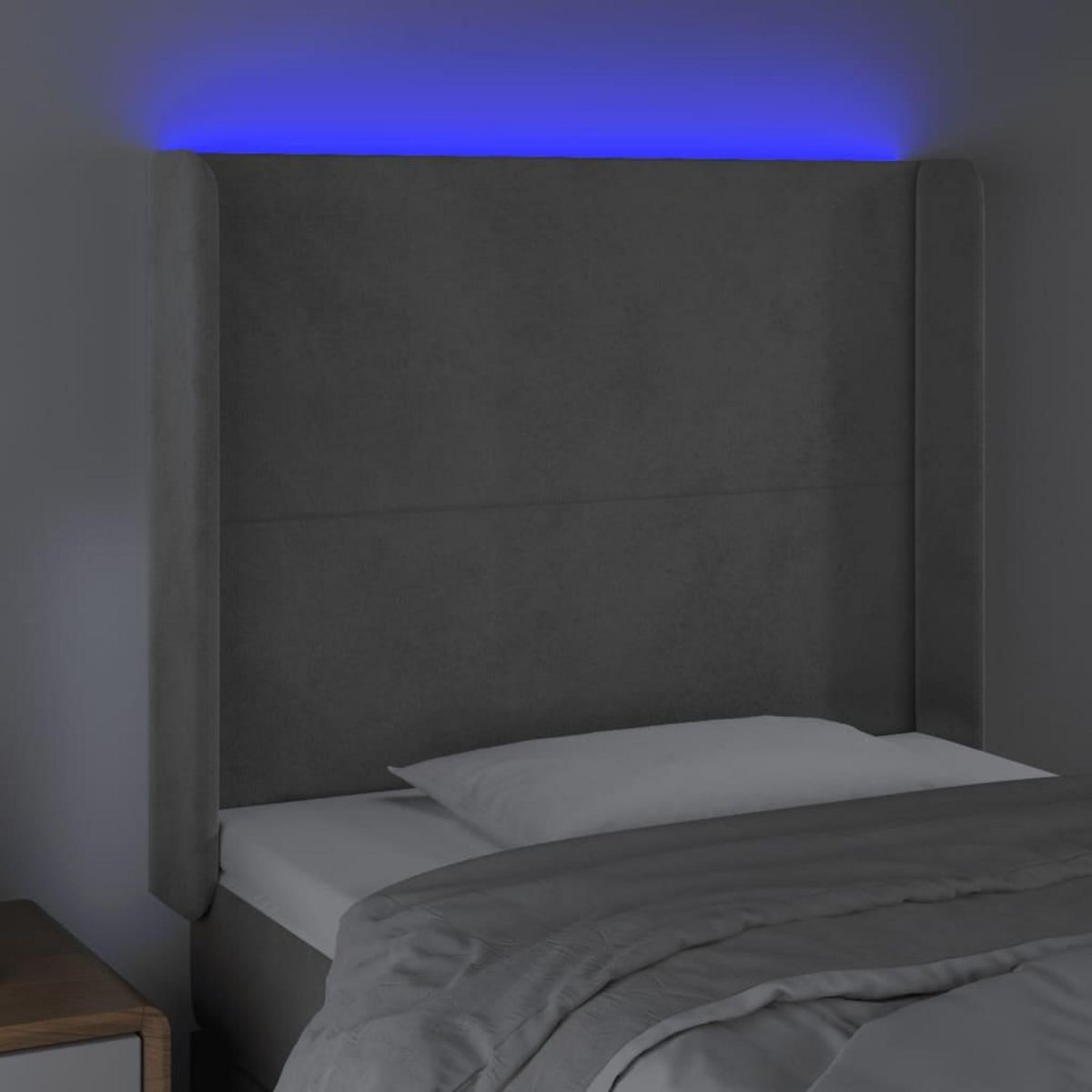 VIDAXL Tete de lit a LED Gris clair 103x16x118/128 cm Velours
