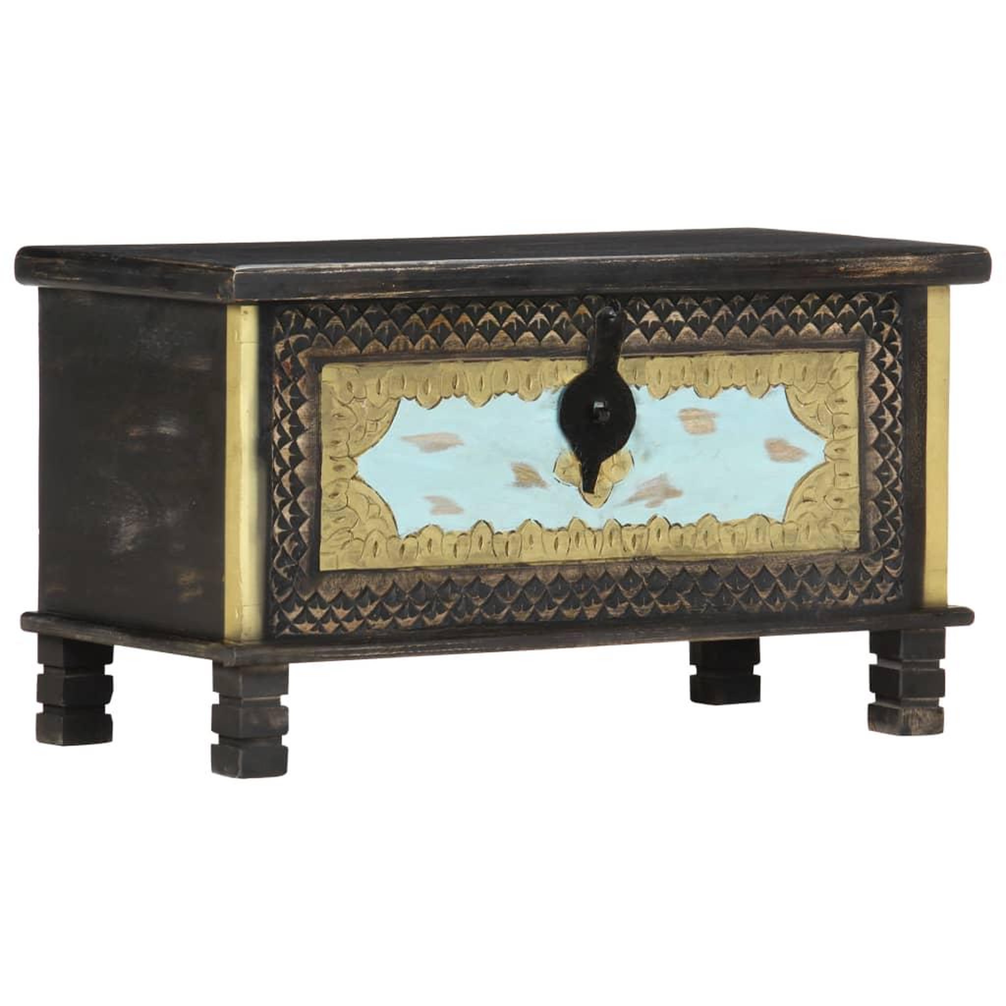 Voir la diapositive 5 : VIDAXL Coffre de rangement noir 80x40x45 cm bois de manguier massif