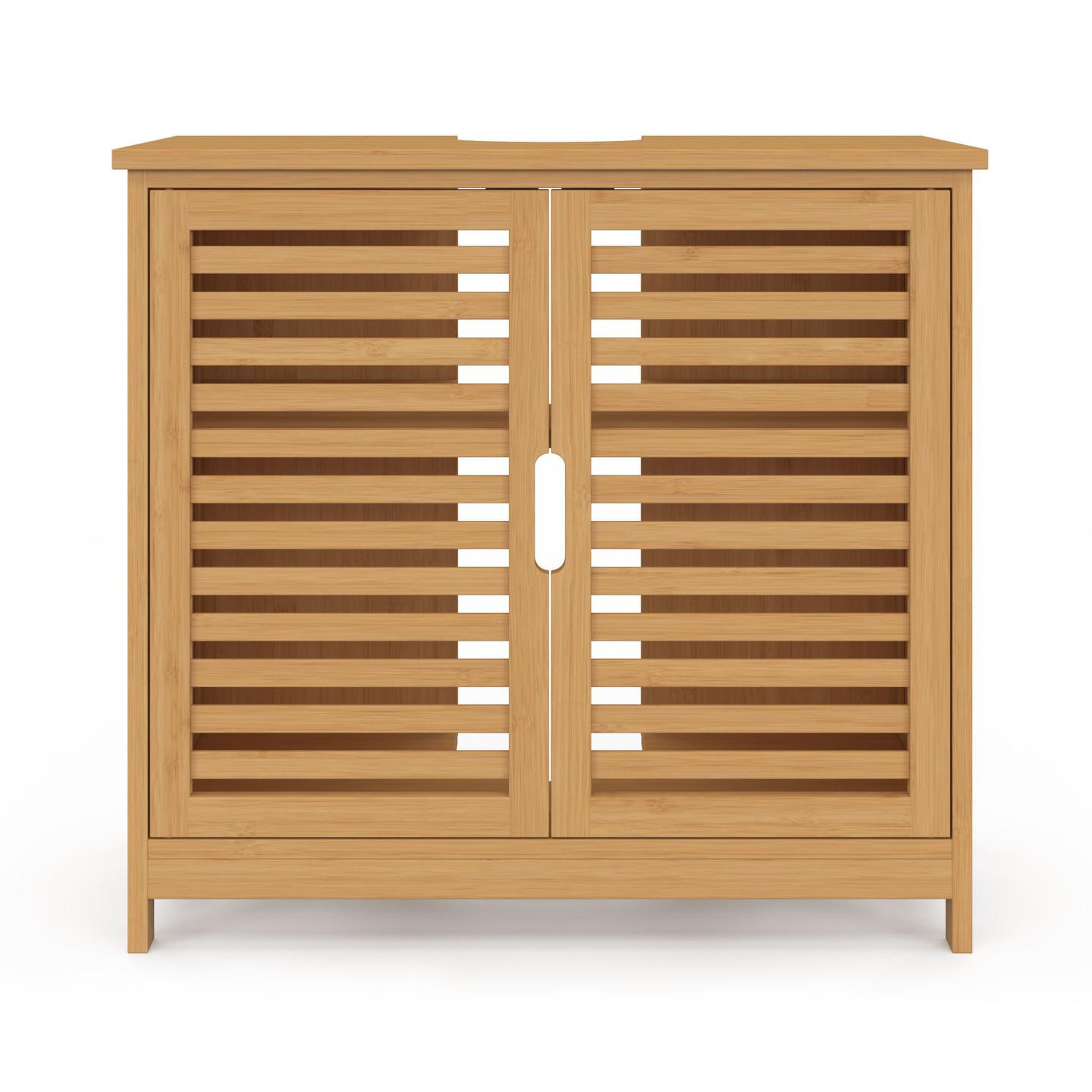 Voir la diapositive 3 : ID MARKET Meuble sous lavabo salle de bain bambou BEA