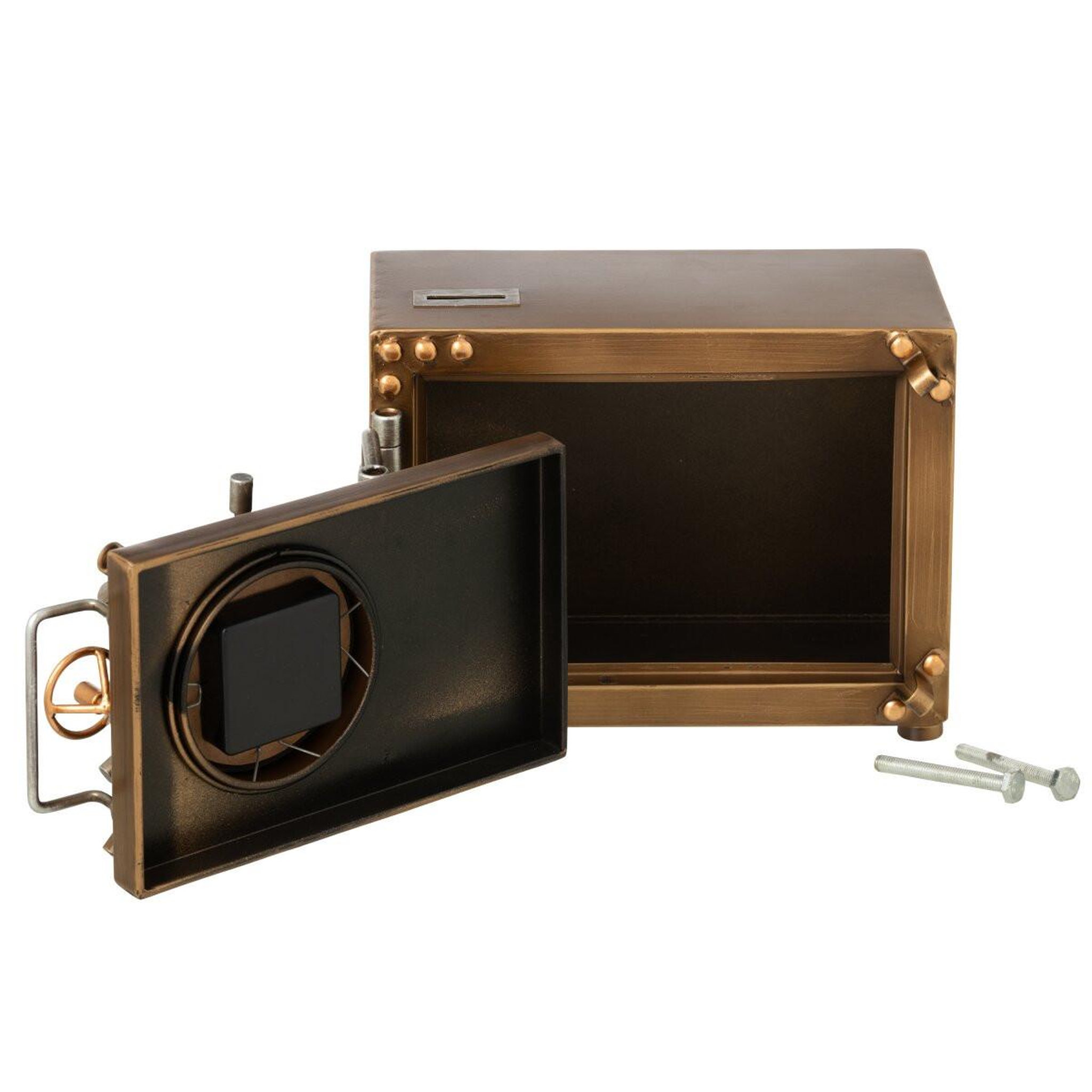 Voir la diapositive 3 : J-LINE Horloge coffre-fort à poser  blaise  27cm doré