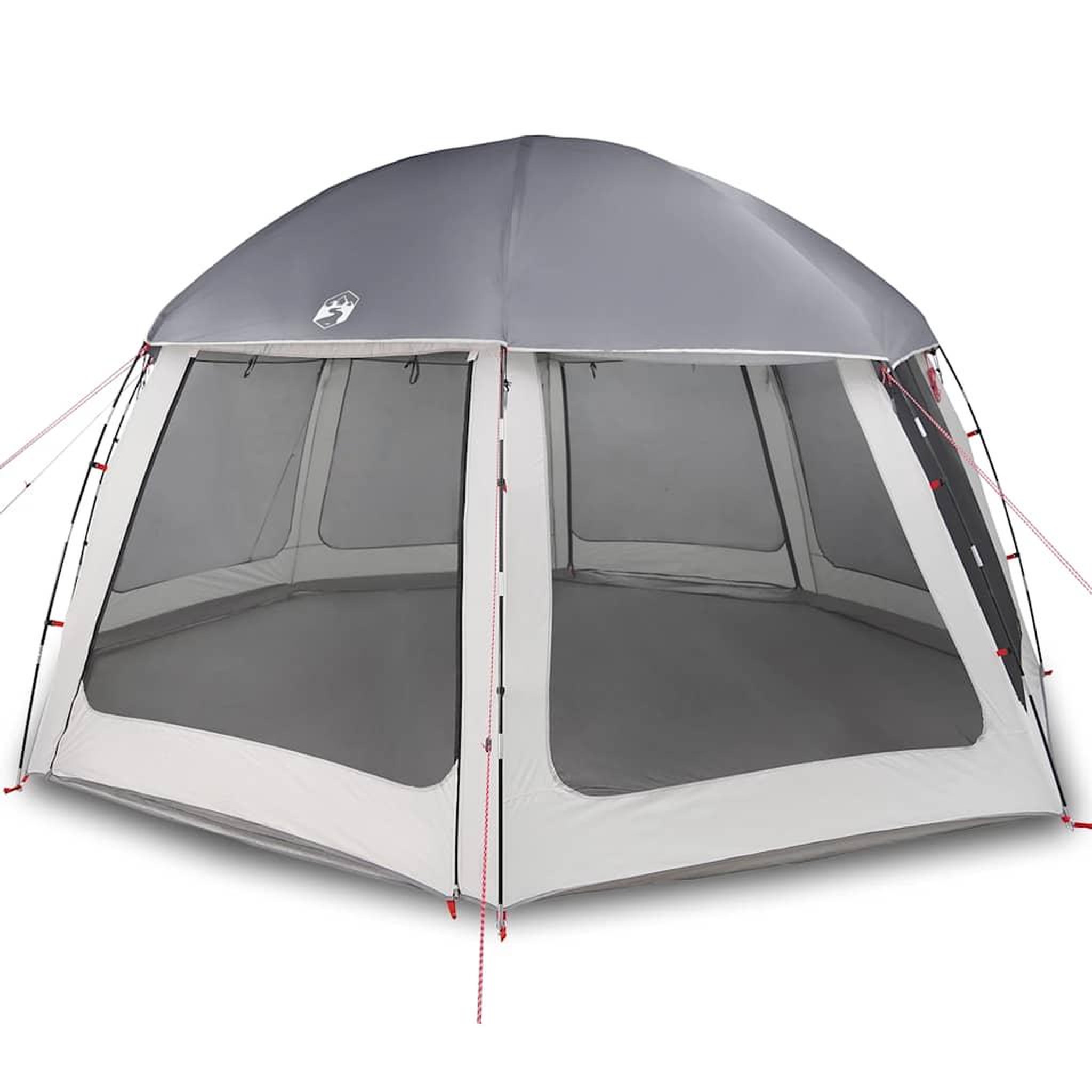 Voir la diapositive 2 : VIDAXL Tente piscine toit amovible parois maille gris 510x510 cm