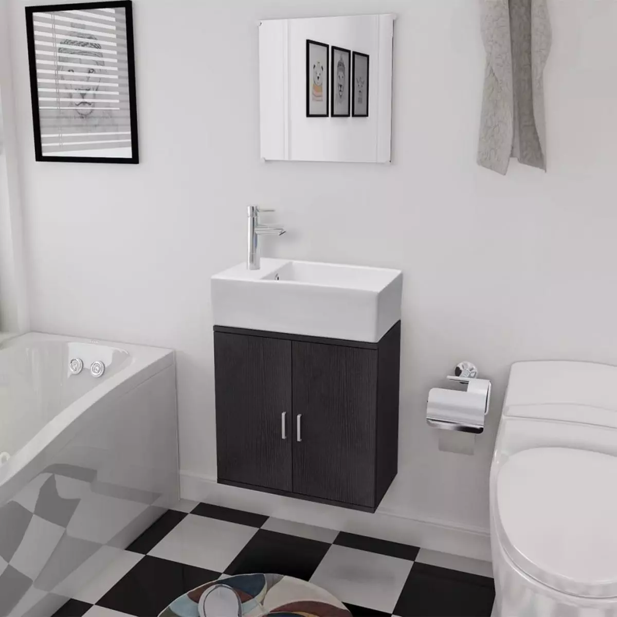 VIDAXL Meubles de salle de bains trois pieces Noir