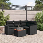 VIDAXL Salon de jardin 5 pcs avec coussins noir resine tressee