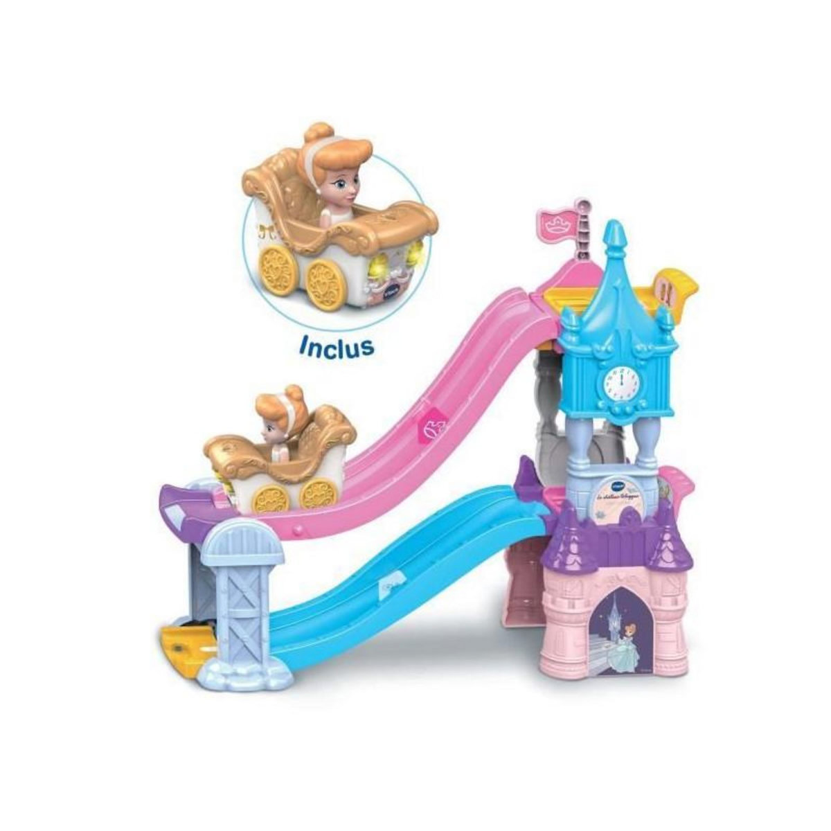 VTECH VTECH TUT TUT BOLIDES DISNEY PRINCESSES - CHÂTEAU - TOBOGGAN ENCHANTÉ (+ LE CARROSSE MARIAGE ENCHANTÉ DE CENDRILLON)
