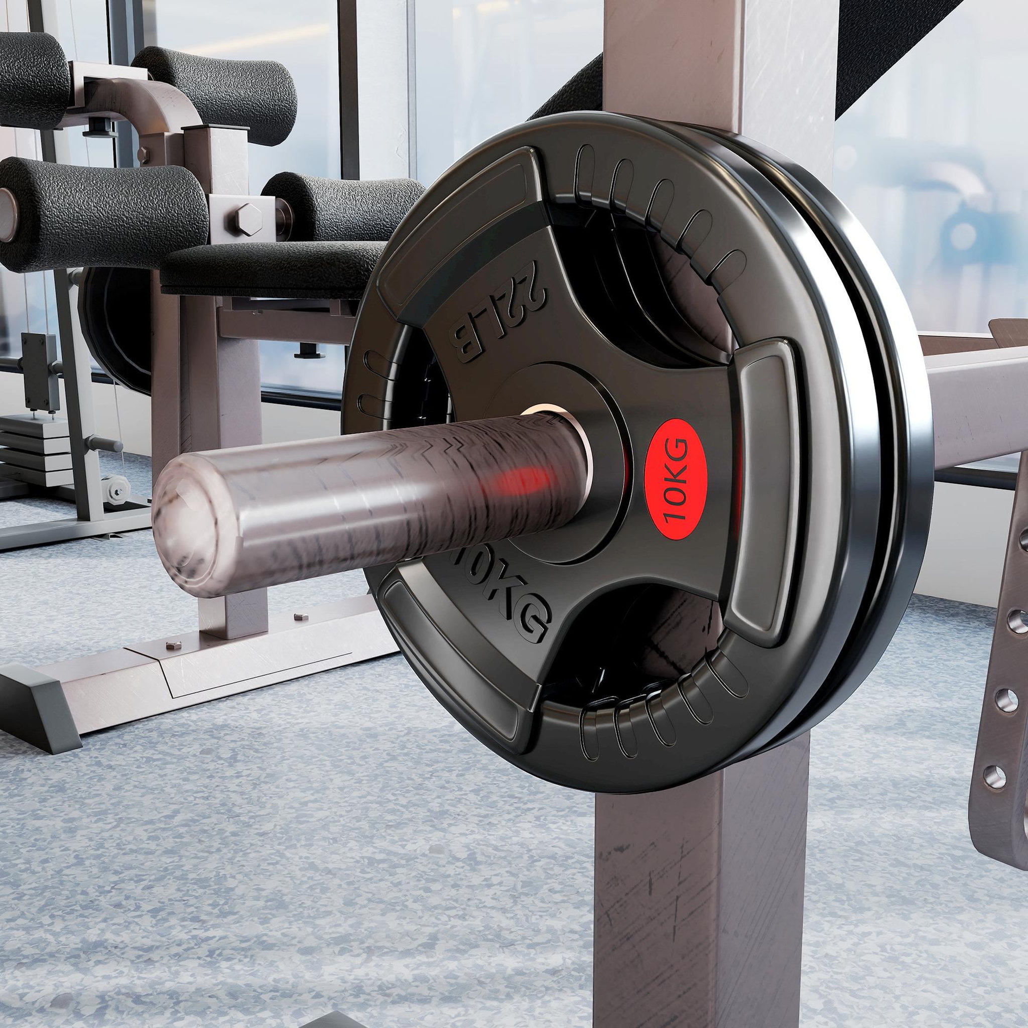 Voir la diapositive 4 : HOMCOM Disques de musculation - lot de 2 disques - total 20 kg - dia. Intérieur 50 mm - métal pvc noir