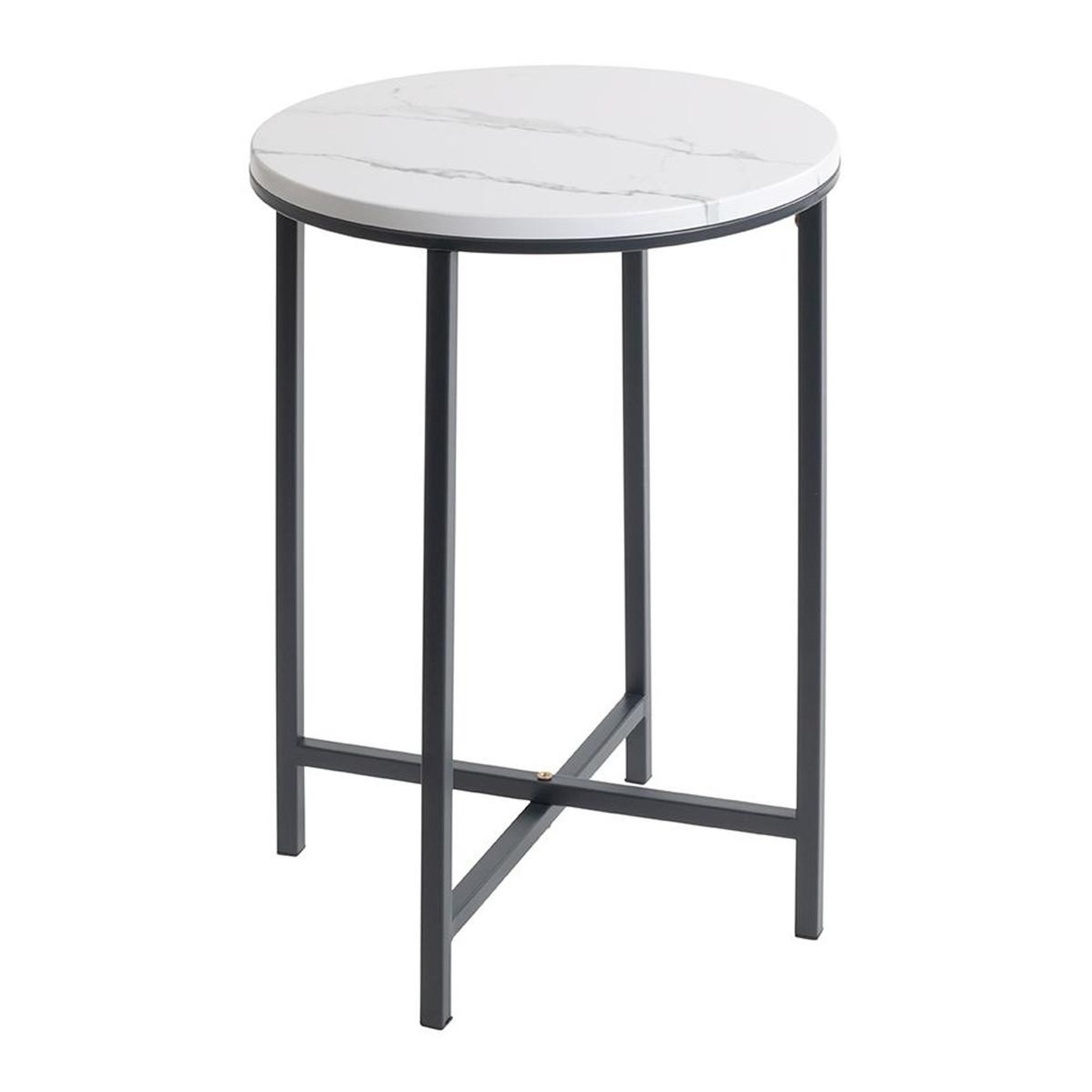 Paris Prix Table d'Appoint Ronde Effet Marbre  Alba  53cm Noir
