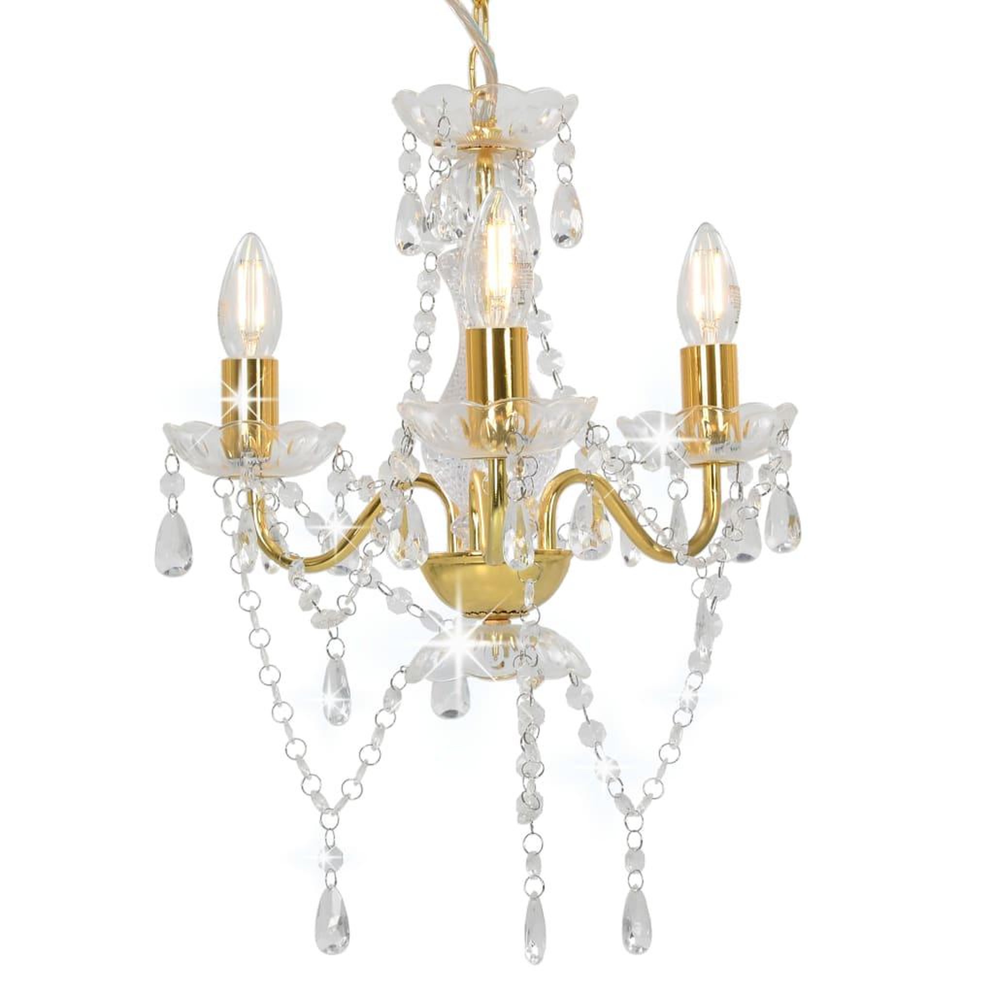 Voir la diapositive 1 : VIDAXL Lustre avec perles Dore Rond 3 x E14