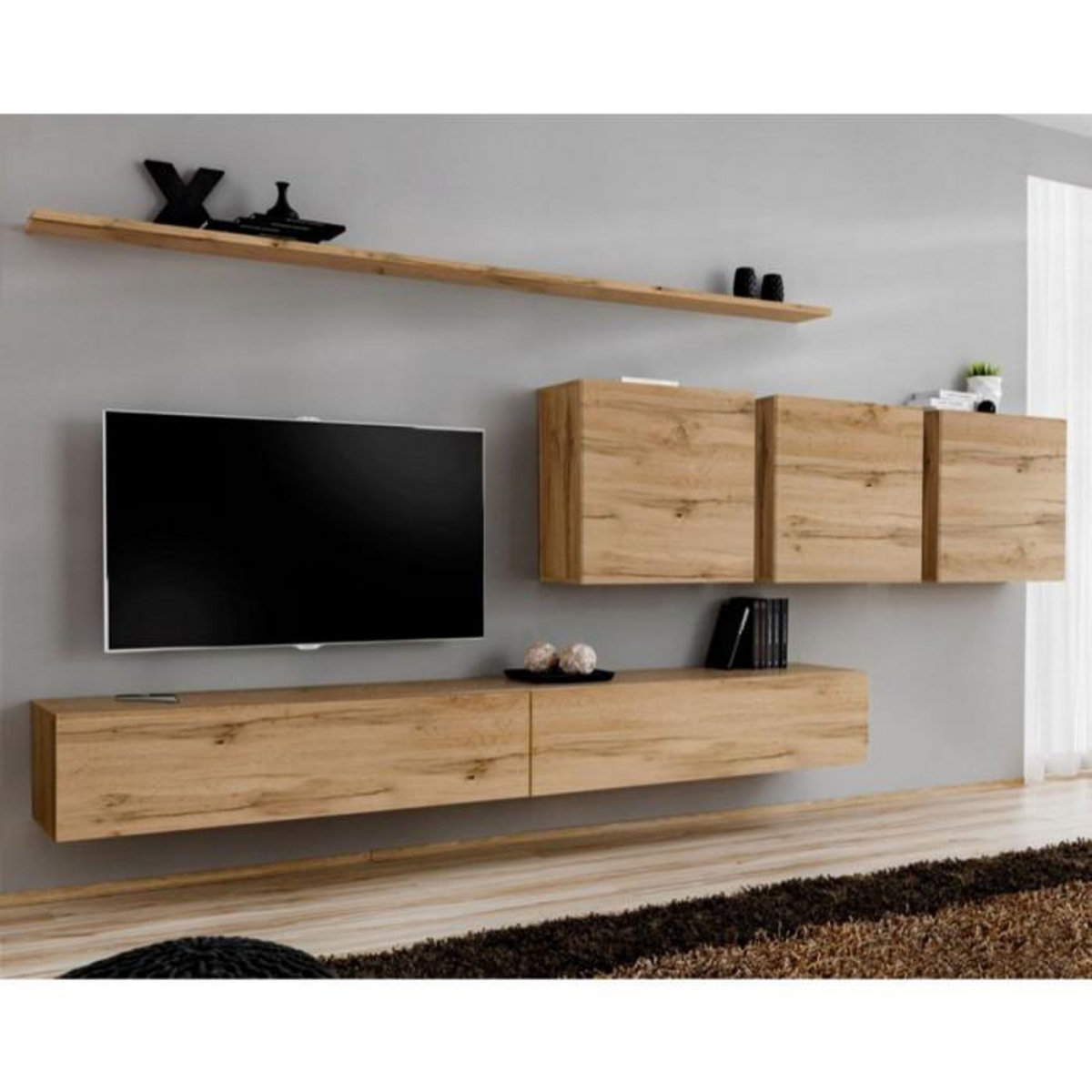 Paris Prix Meuble TV Mural Design  Switch VII  340cm Naturel