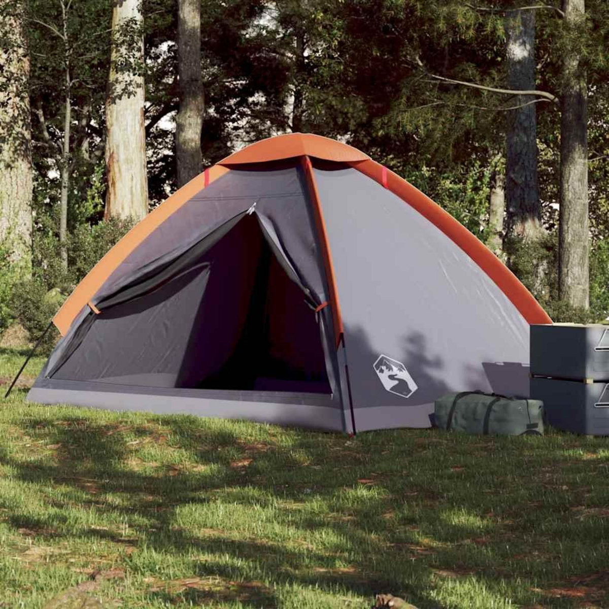 VIDAXL Tente de camping a dome 4 personnes gris et orange impermeable
