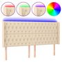 Voir la diapositive 2 : VIDAXL Tete de lit a LED Creme 203x16x118/128 cm Tissu