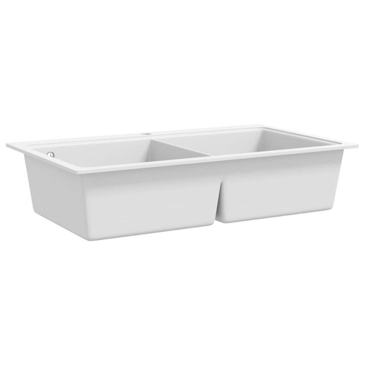 VIDAXL Evier de cuisine encastrable a 2 bacs en granite blanc creme