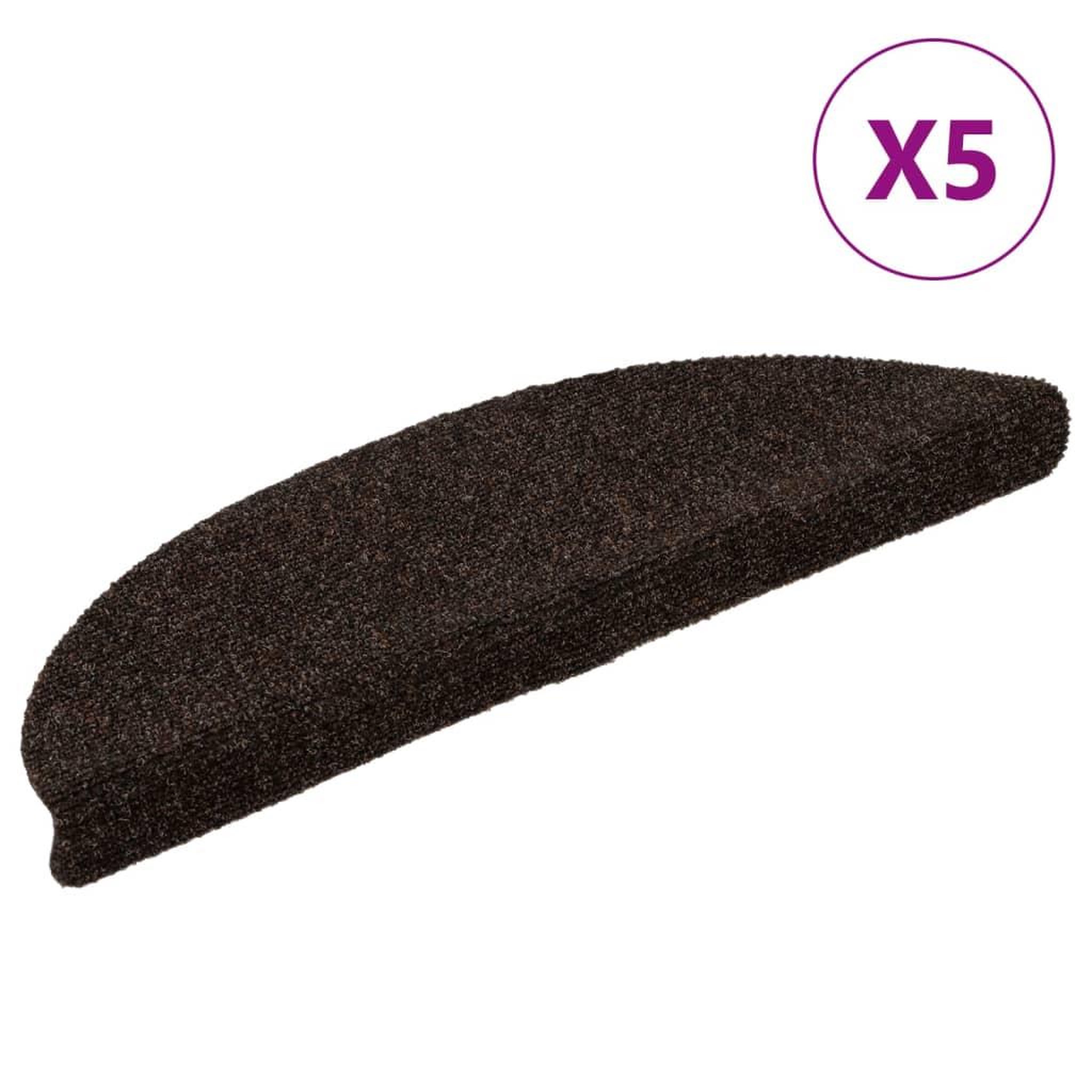 Voir la diapositive 2 : VIDAXL Tapis autoadhesifs de marches 5 pcs Marron 56x17x3cm Aiguillete