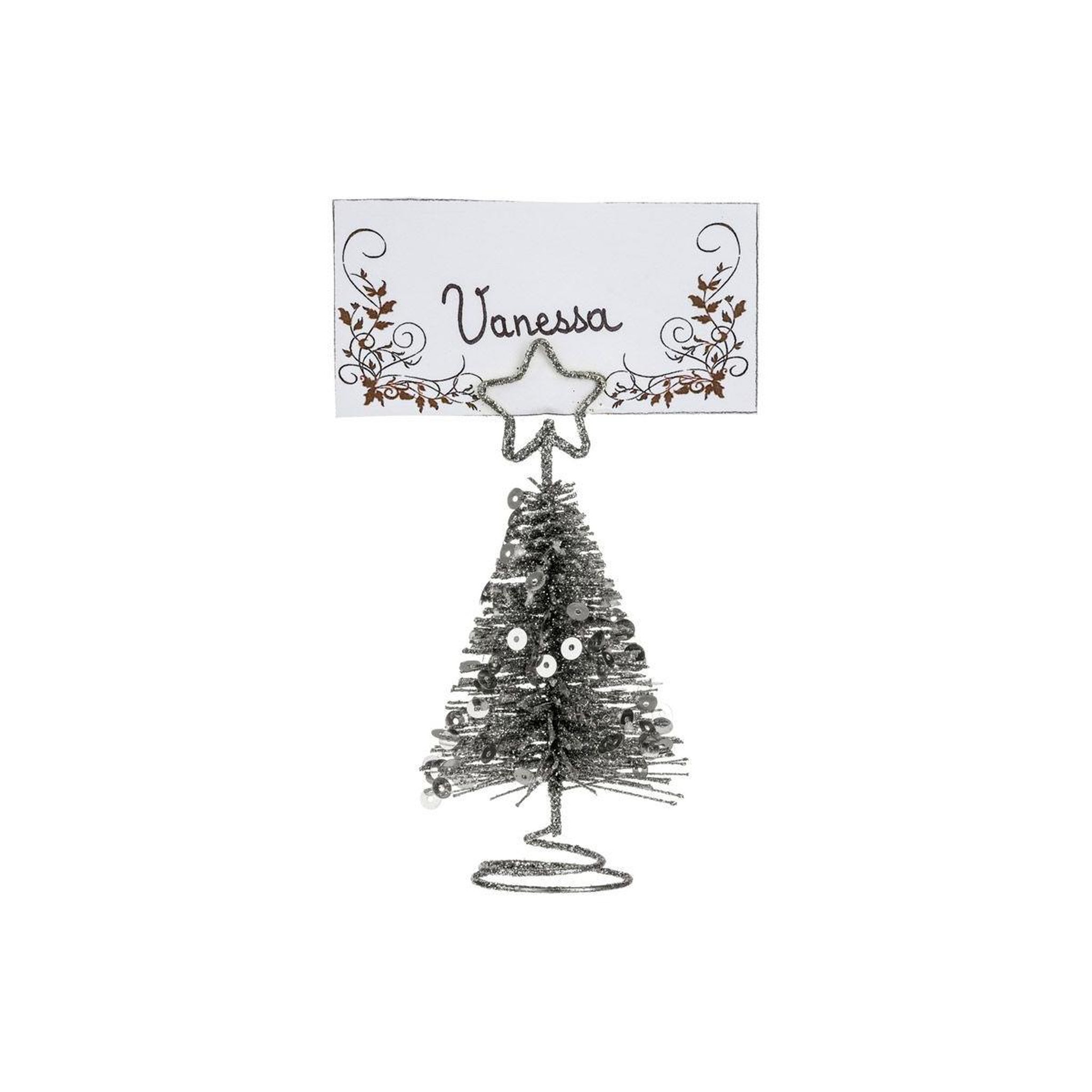 FEERIC LIGHT & CHRISTMAS Cavalier de table sapin  colorama  10cm argent