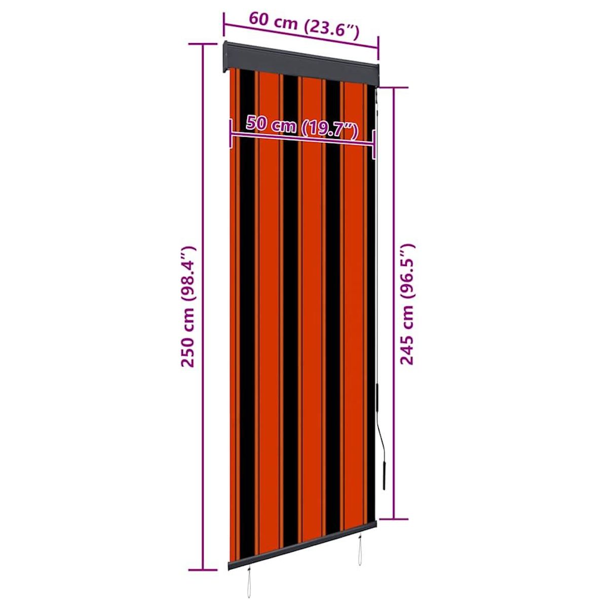 VIDAXL Store roulant d'exterieur 60x250 cm Orange et marron