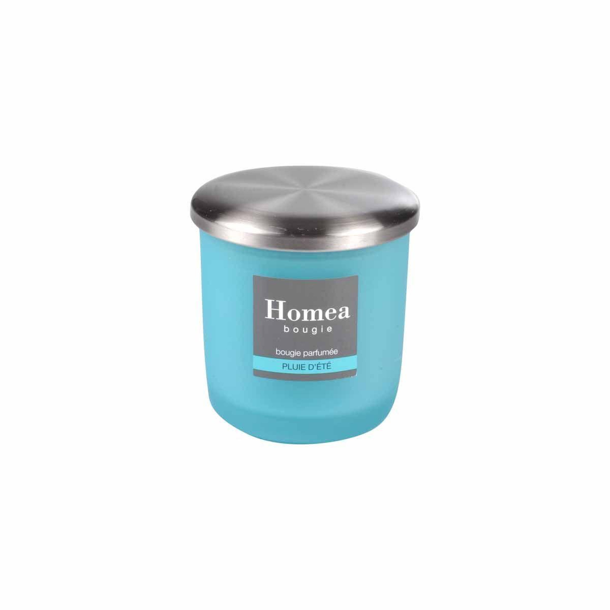 Voir la diapositive 2 : HOMEA Bougie parfumée verrine  tropical fresh  9cm pluie d'été