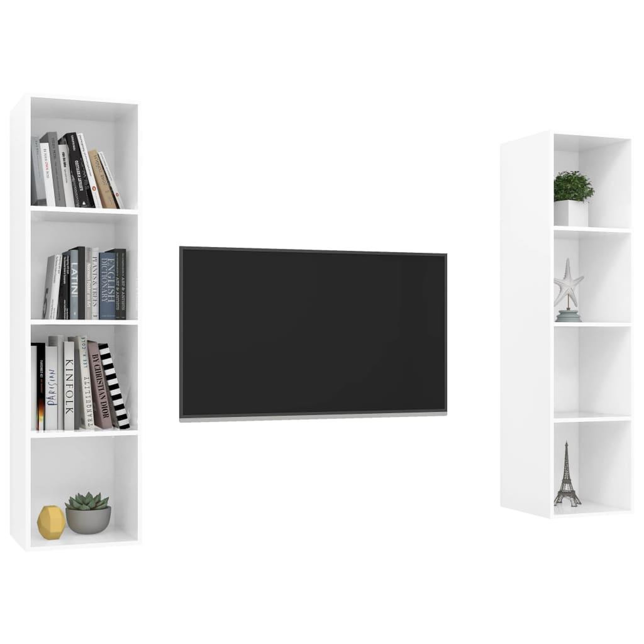 Voir la diapositive 3 : VIDAXL Meubles TV muraux 2 pcs Blanc brillant Bois d'ingenierie