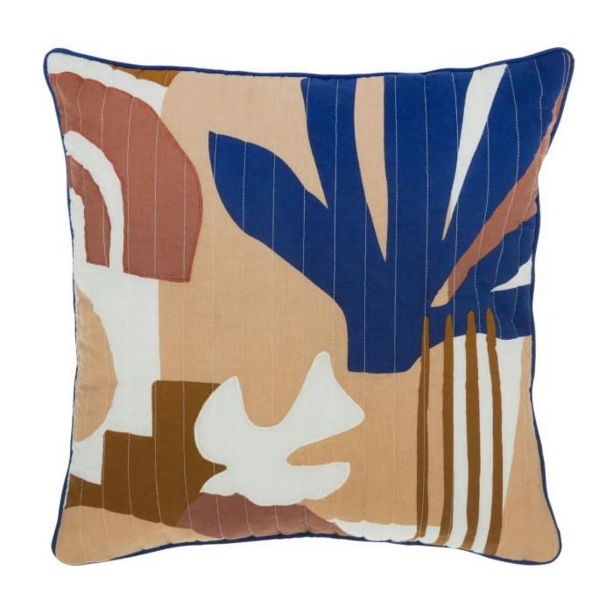 ATMOSPHERA Coussin Déco Imprimé  Soleya  40x40cm Bleu Indigo