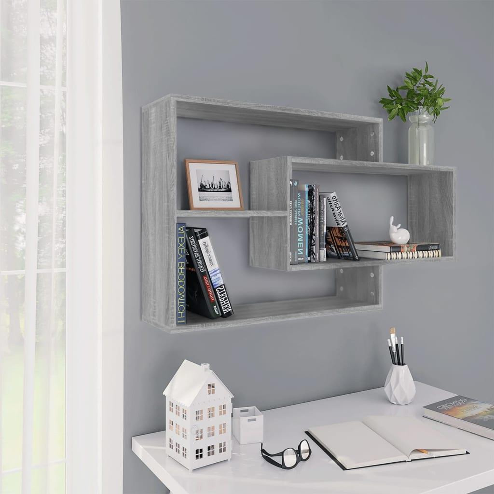 VIDAXL Etagere murale Sonoma gris 104x20x58,5 cm Bois d'ingenierie