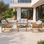Voir la diapositive 2 : CONCEPT USINE Salon de jardin 4 places effet rotin coussins gris clair TURINI