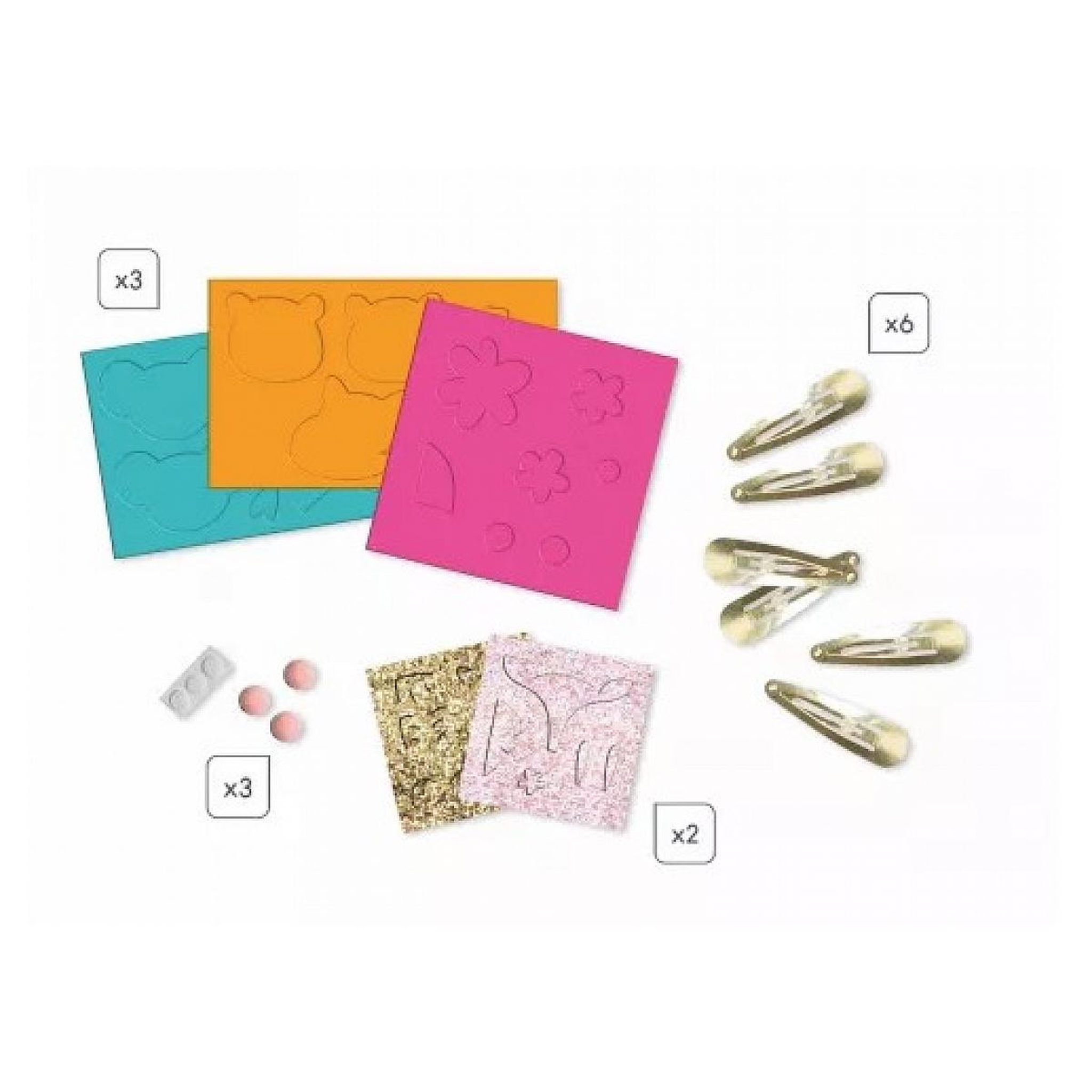 Voir la diapositive 2 : Juratoys-Janod 6 barrettes animaux paillettes a creer