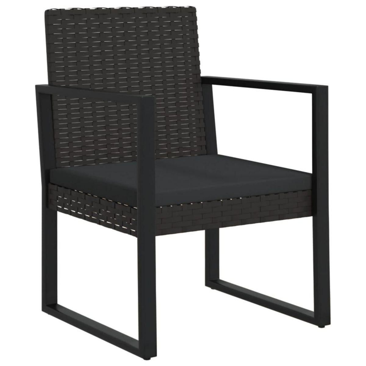 VIDAXL Fauteuil de jardin avec coussin Noir Resine tressee