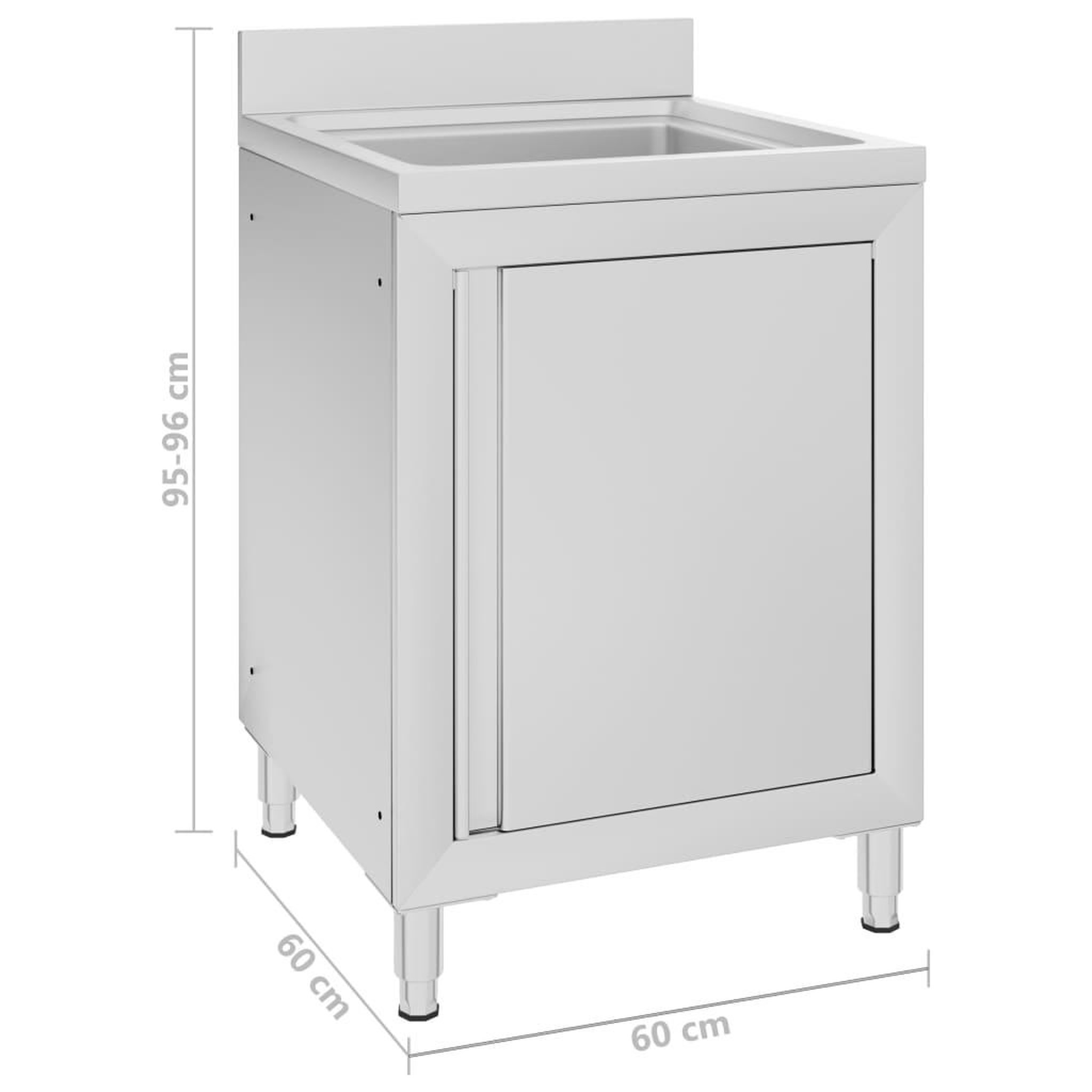 Voir la diapositive 6 : VIDAXL Evier de cuisine commercial 60x60x96 cm Acier inoxydable