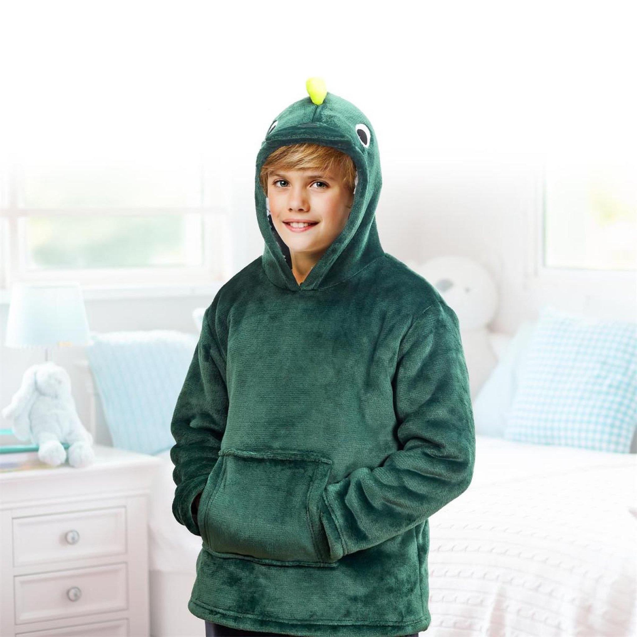 Voir la diapositive 3 : HOME DECO KIDS Plaid sweat enfant  dinosaure  6-9ans vert