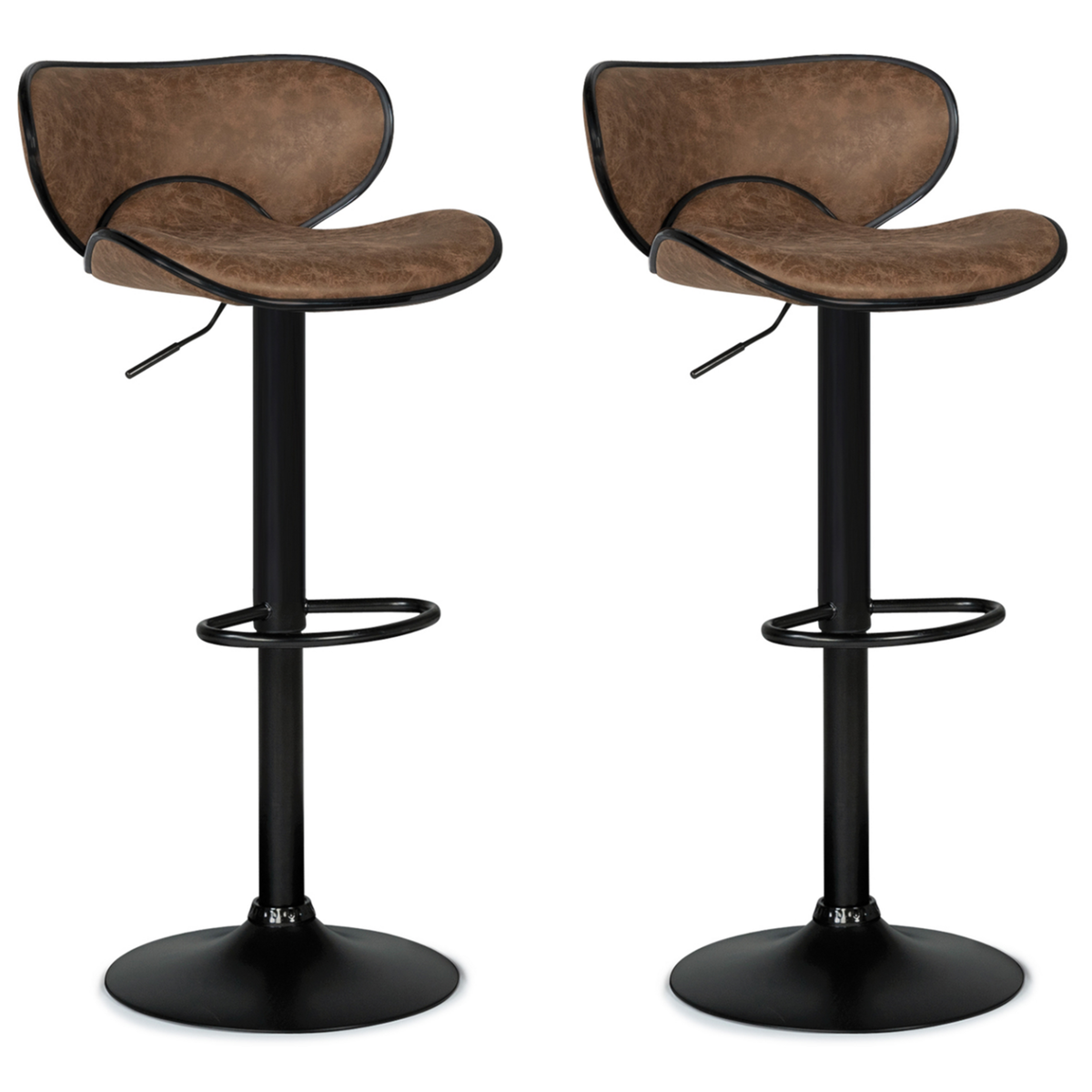 ID MARKET Lot de 2 tabourets de bar SAM marron vintage