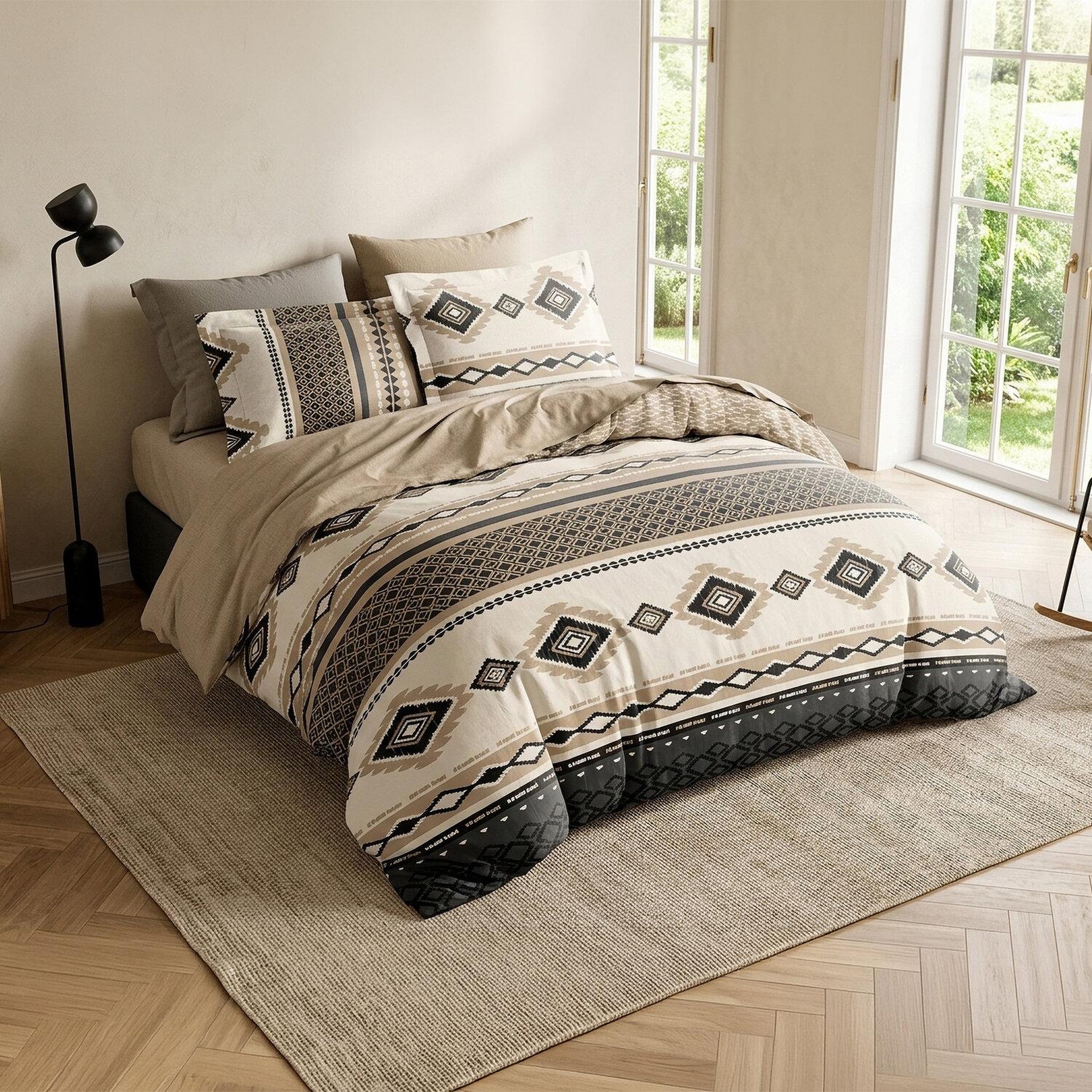 Voir la diapositive 4 : ATELIER DU COTON Parure housse de couette en coton 57 fils troika