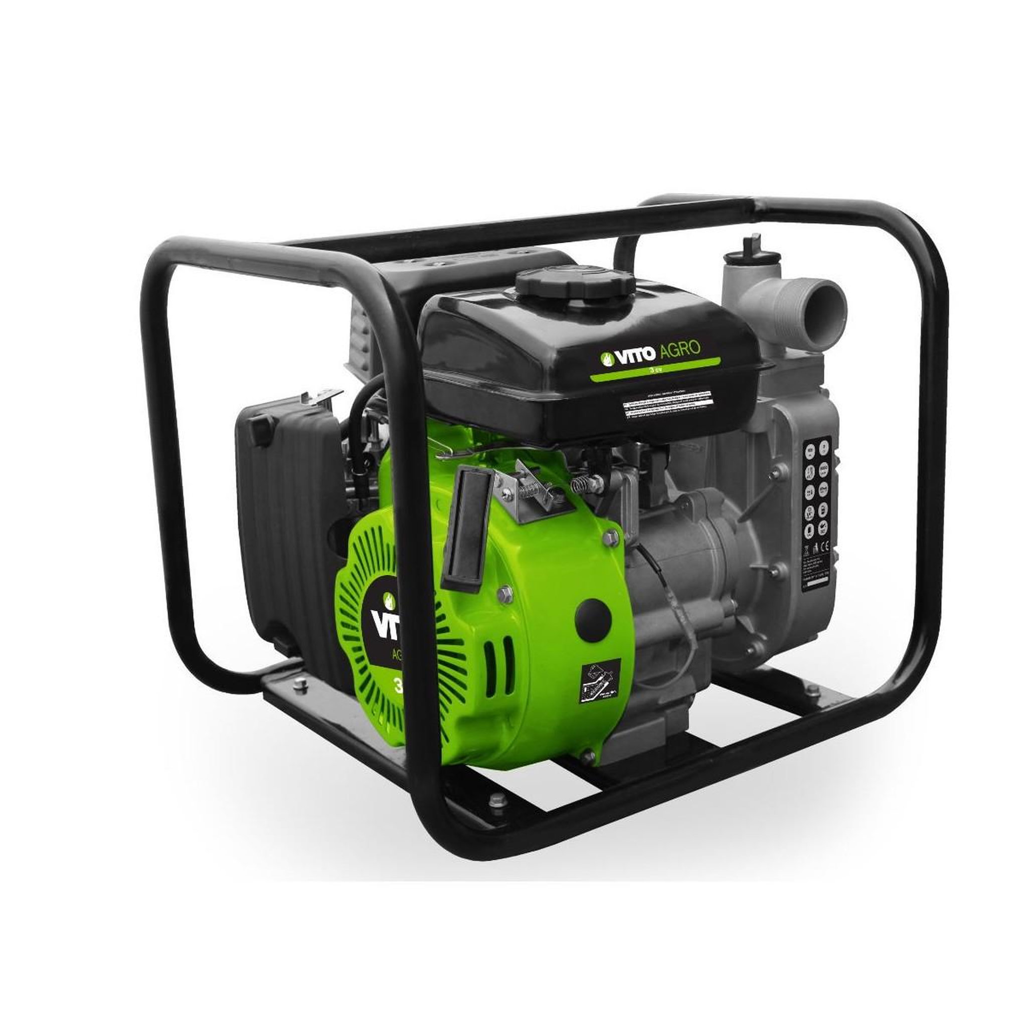 Voir la diapositive 2 : VITO Garden Pompe à eau 105 cm3 4t 3cv evacuation eaux usées kit tuyaux 10m ø43cm vito