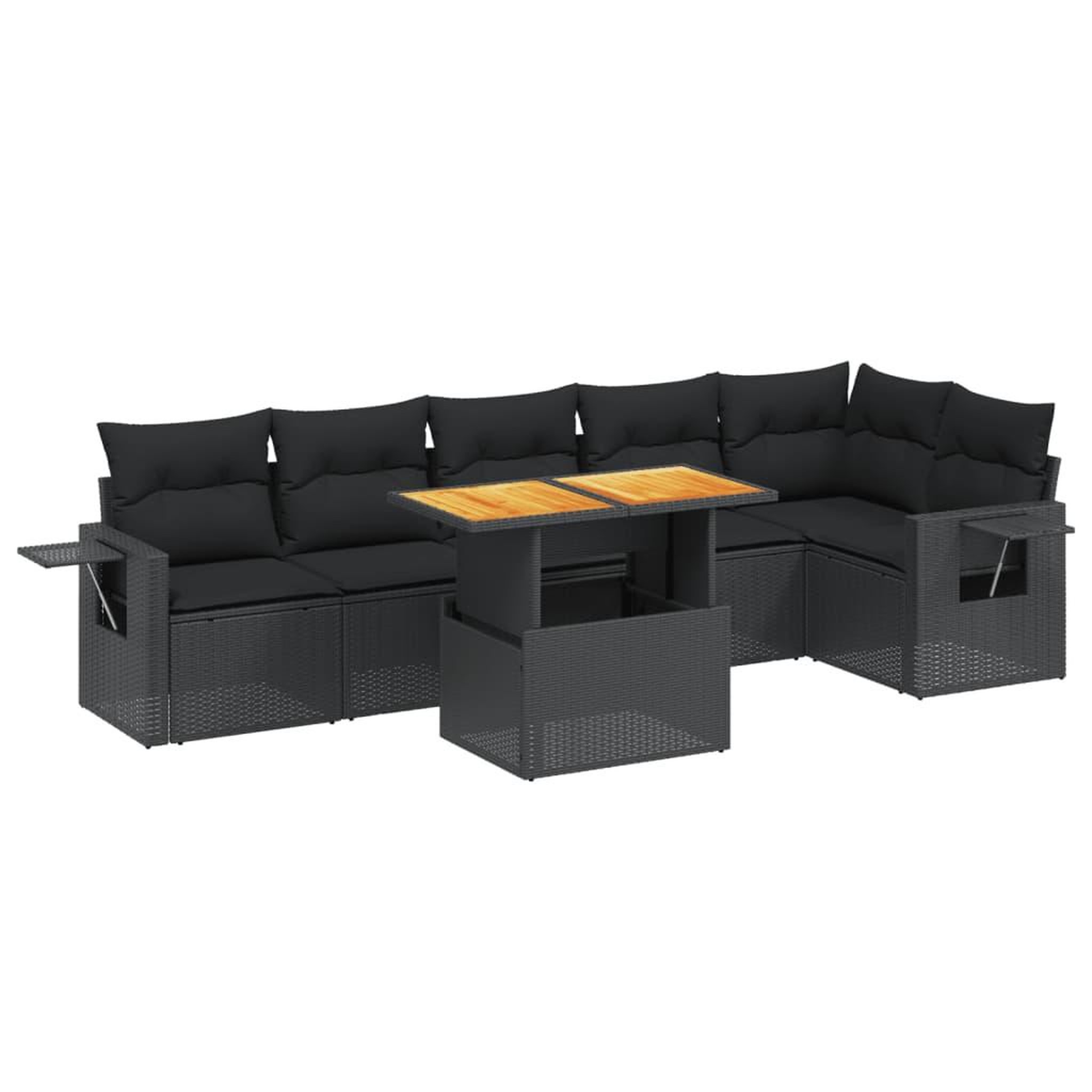 Voir la diapositive 2 : VIDAXL Salon de jardin 7 pcs avec coussins noir resine tressee
