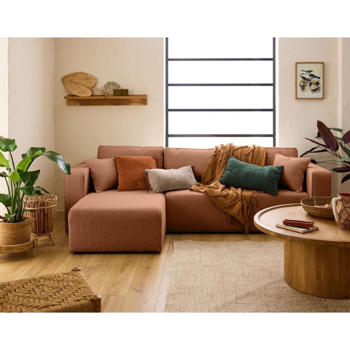 BEST MOBILIER Topaze - canapé d'angle réversible - 4 places - convertible avec coffre - en tissu bouclette