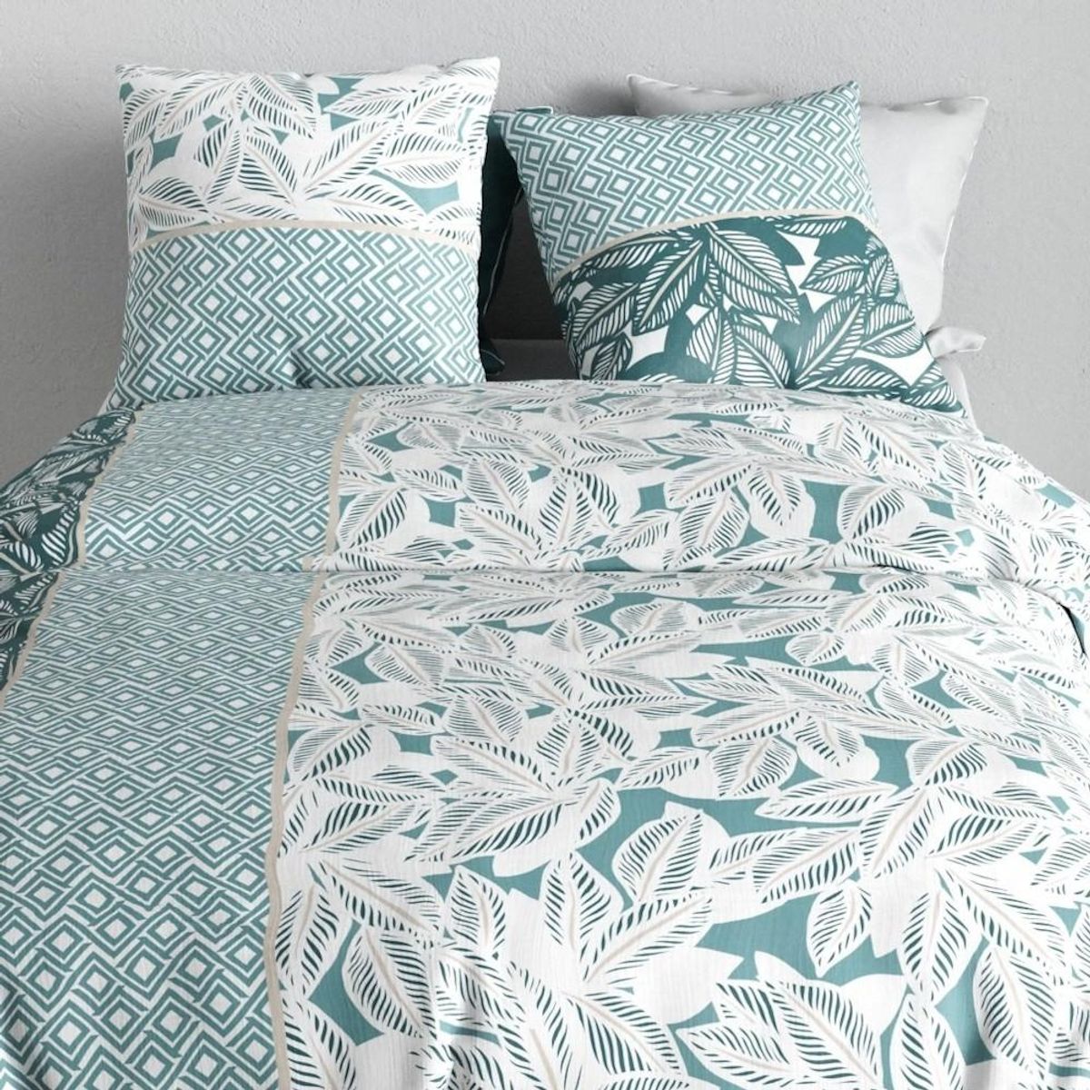 ATELIER DU COTON Housse de couette 260x240 + 2 taies en coton 57 fils