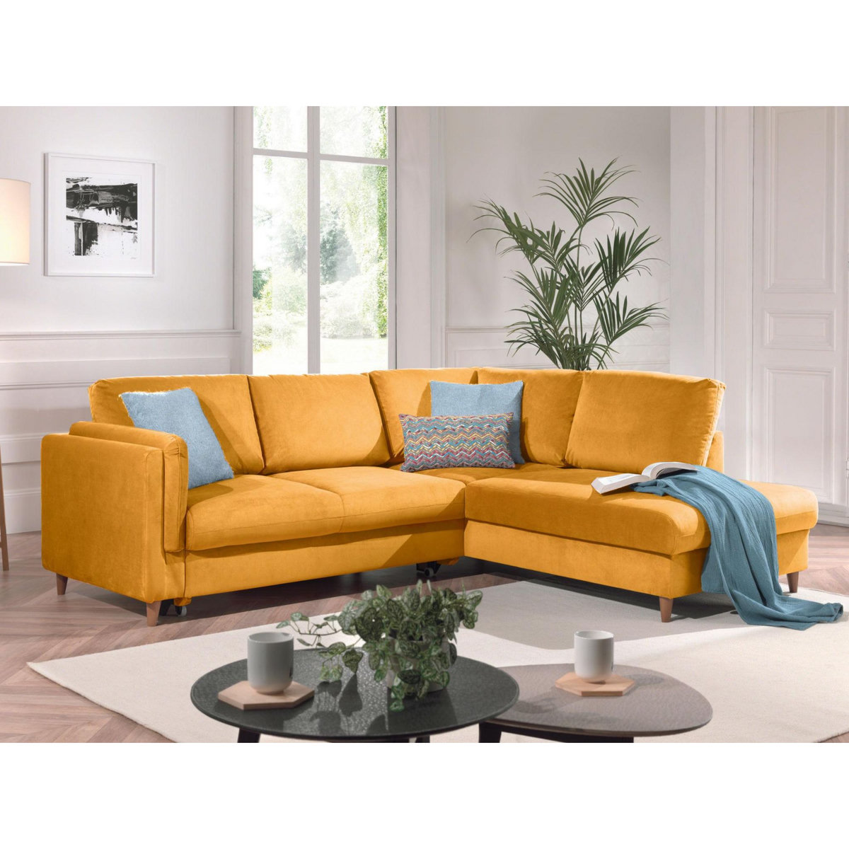 LISA DESIGN Brooke - canapé d'angle droit - convertible - 5 places - en velours