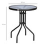 Voir la diapositive 3 : OUTSUNNY Table ronde bistro de jardin dim. Ø 60 x 70H cm métal époxy anticorrosion noir plateau verre trempé