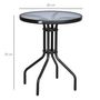 Voir la diapositive 3 : OUTSUNNY Table ronde bistro de jardin dim. Ø 60 x 70H cm métal époxy anticorrosion noir plateau verre trempé