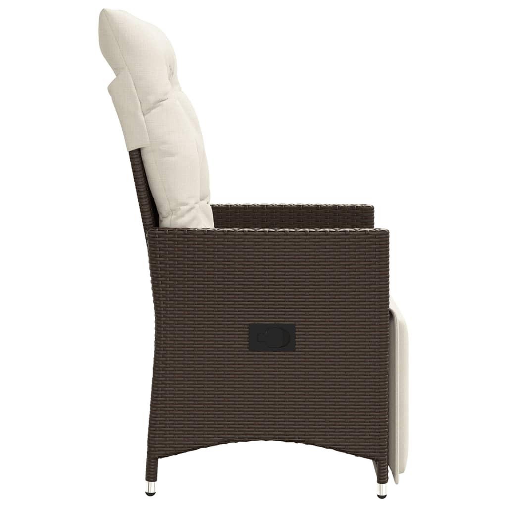 Voir la diapositive 5 : VIDAXL Chaises inclinables de jardin lot de 2 et coussins marron rotin
