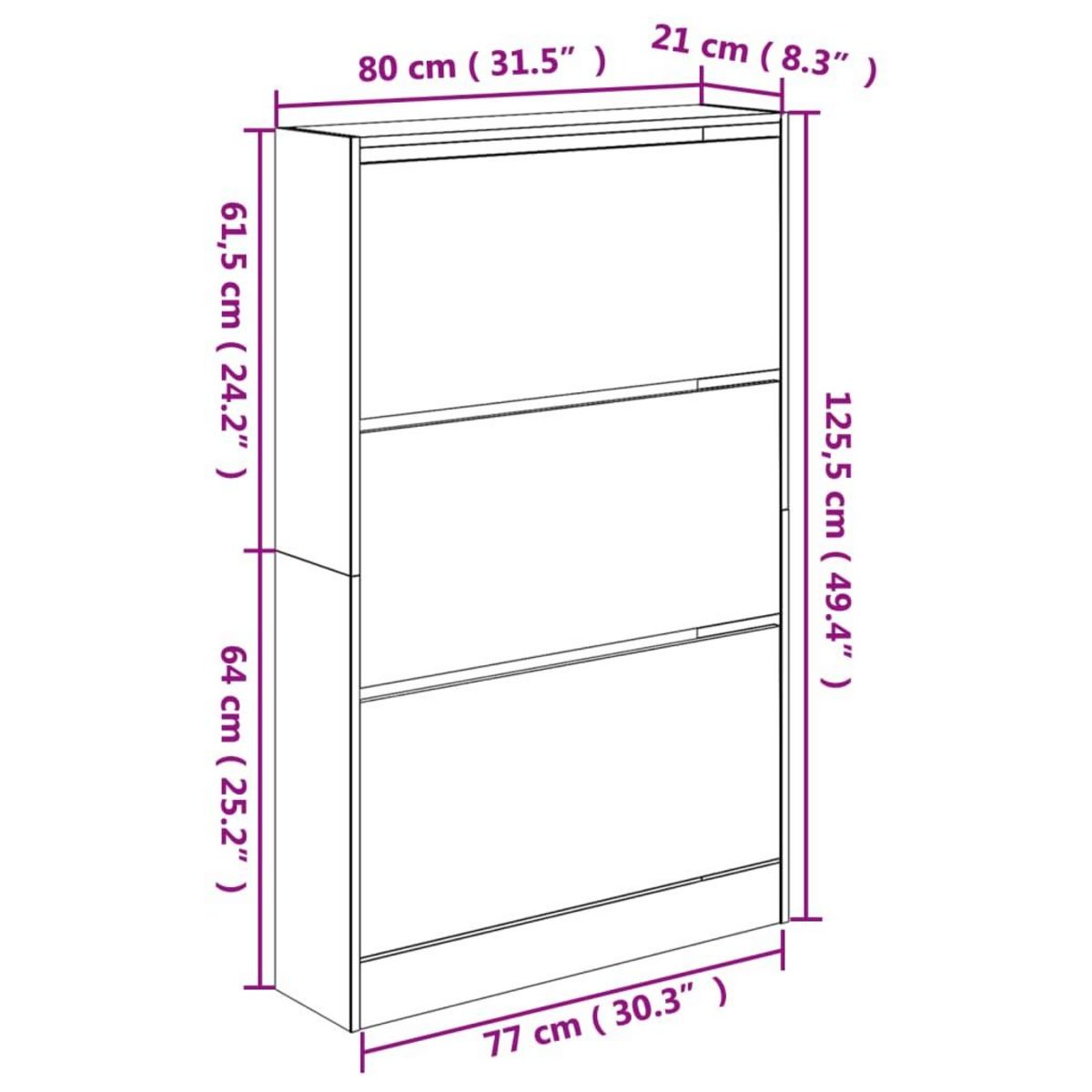 VIDAXL Armoire a chaussures chene fume 80x21x125,5 cm bois ingenierie