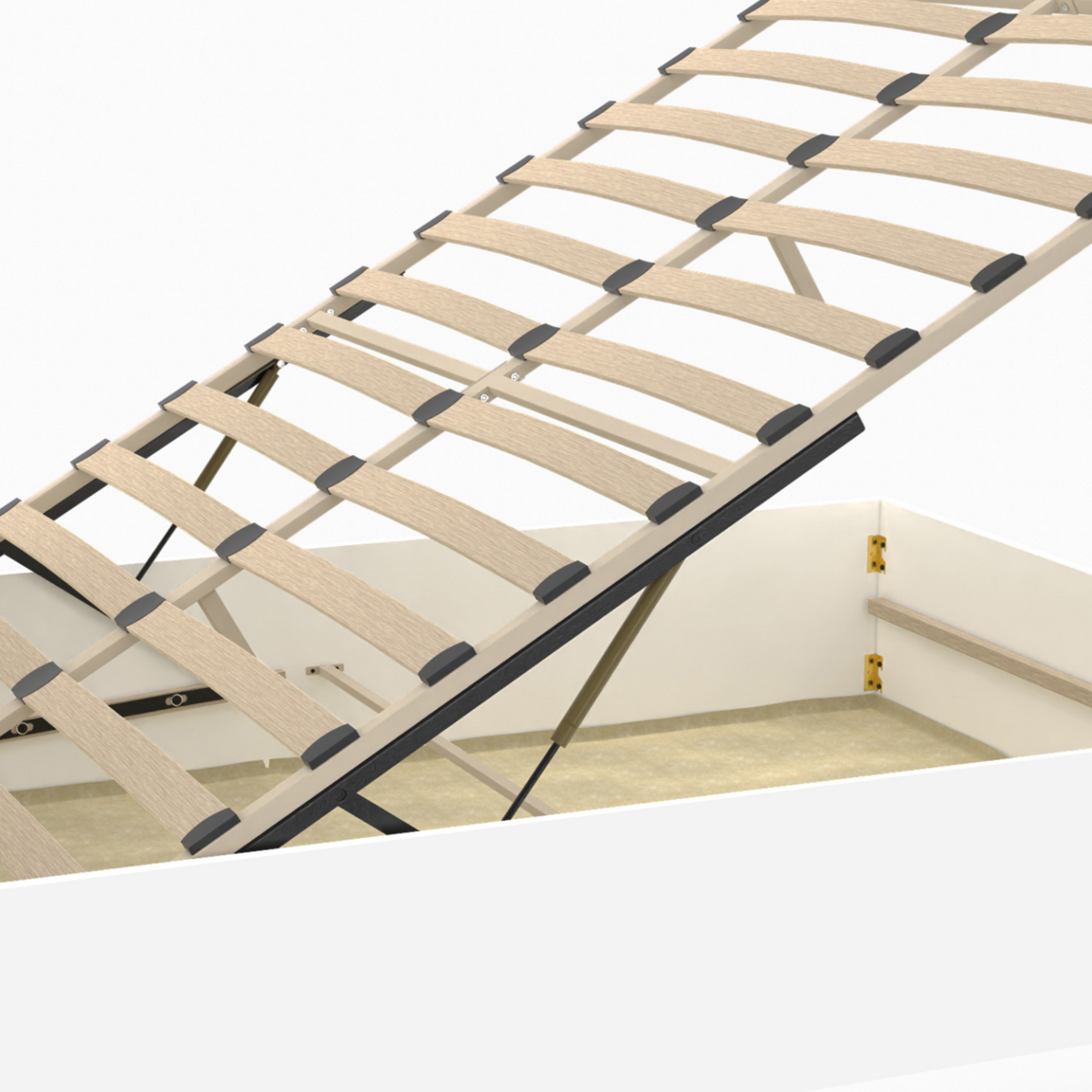 ID MARKET Lit coffre double SEASIDE avec tête de lit et sommier 140 x 190 cm blanc