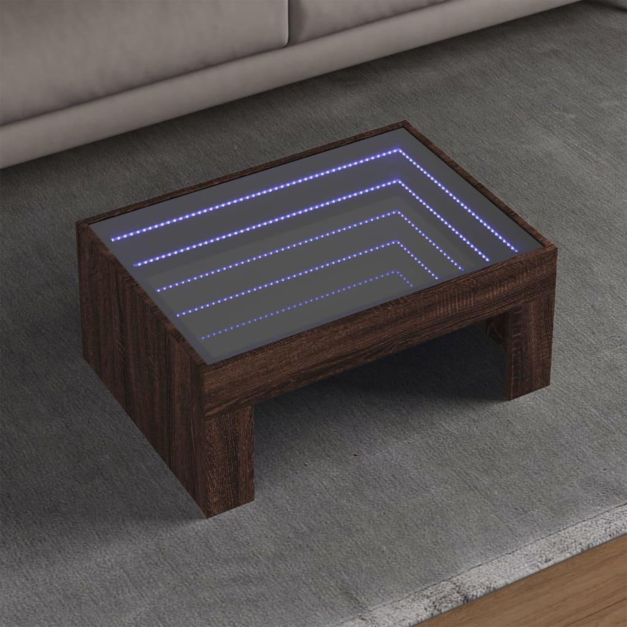 VIDAXL Table basse avec LED infini chene marron 70x50x30 cm