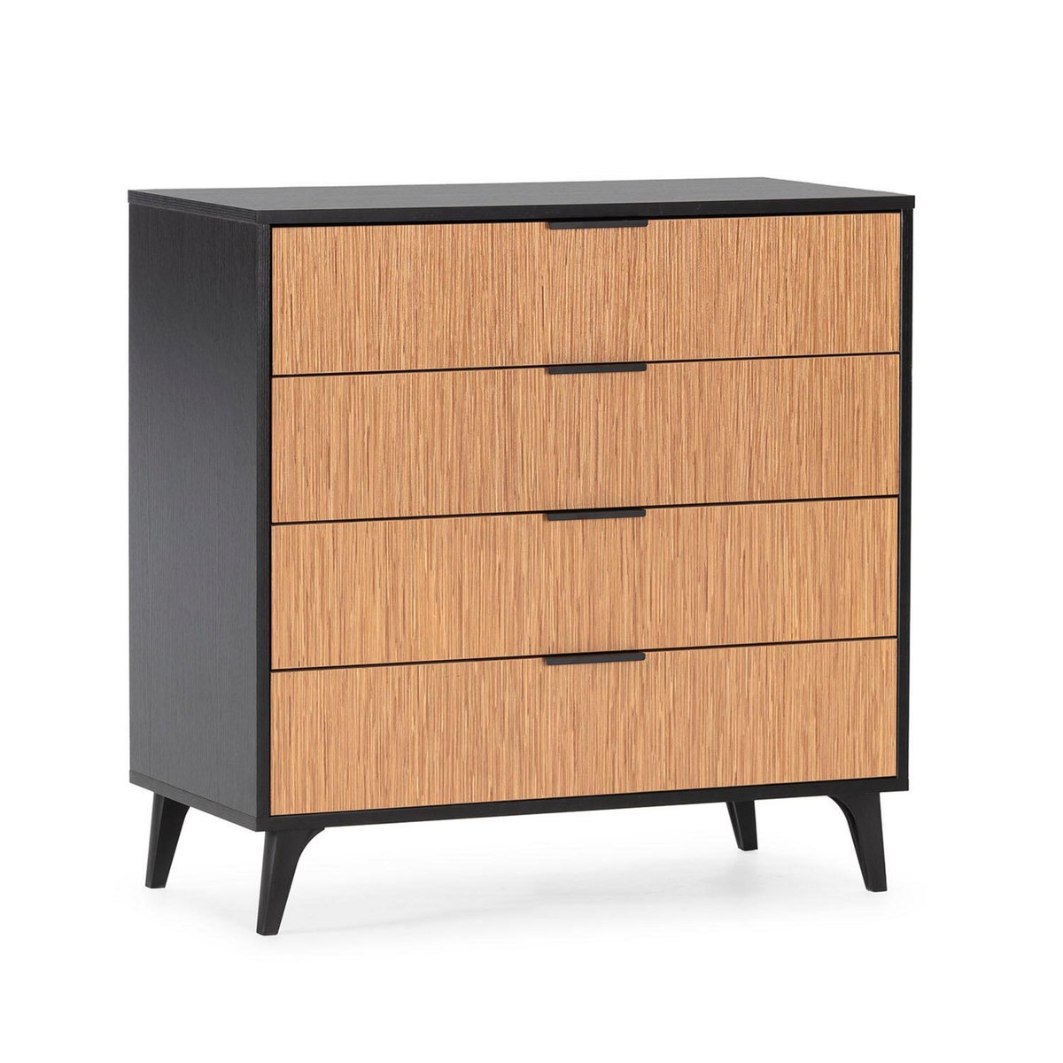 VS VENTA-STOCK Commode de nuit Denis 4 tiroirs couleur Noir/Bois