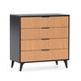 Voir la diapositive 1 : VS VENTA-STOCK Commode de nuit Denis 4 tiroirs couleur Noir/Bois