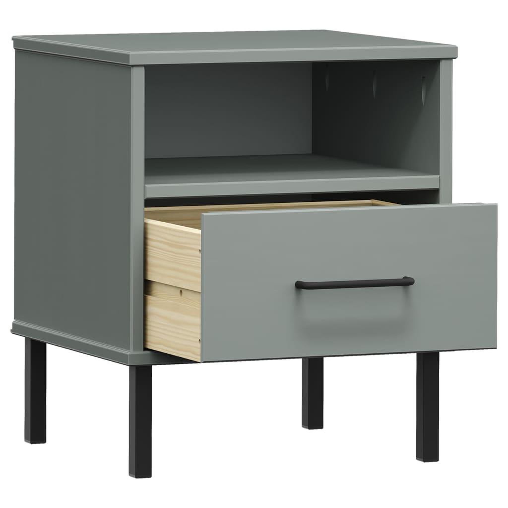 Voir la diapositive 5 : VIDAXL Table de chevet avec pieds en metal Gris Bois pin massif OSLO
