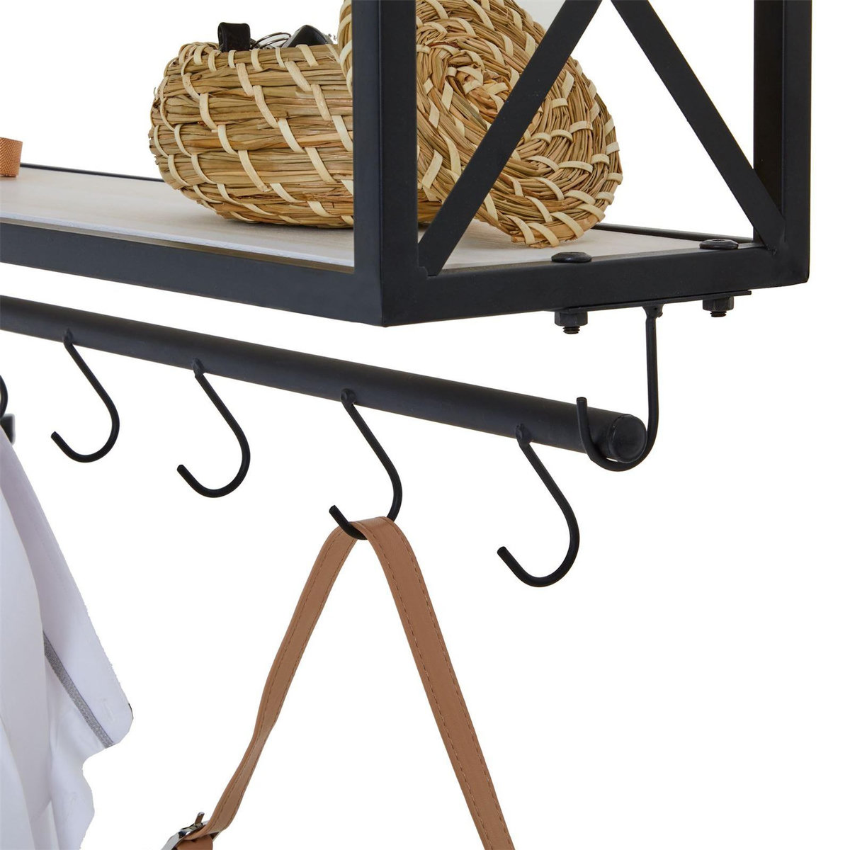 IDIMEX Porte-manteaux mural ARMANDO, avec 2 étagères en bois et cadre en métal