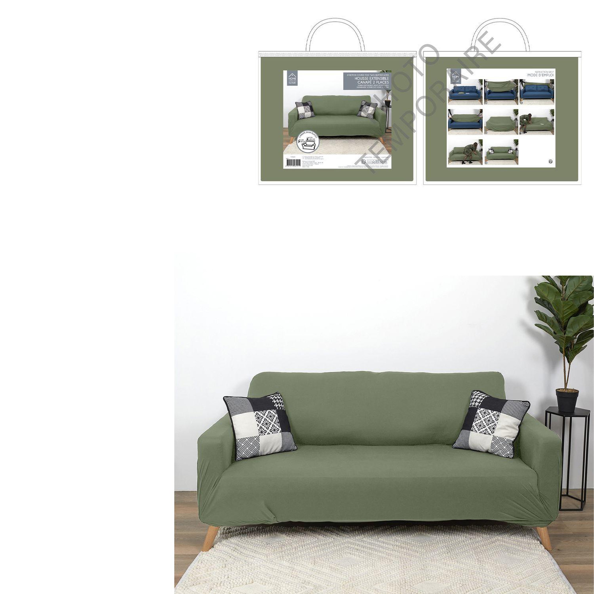 Voir la diapositive 4 : The Home Deco Factory Housse extensible pour canapé 2 places