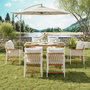 Voir la diapositive 5 : MERAX Salon de jardin 6 places en fer avec 1 table, 6 chaises et coussins, blanc bois