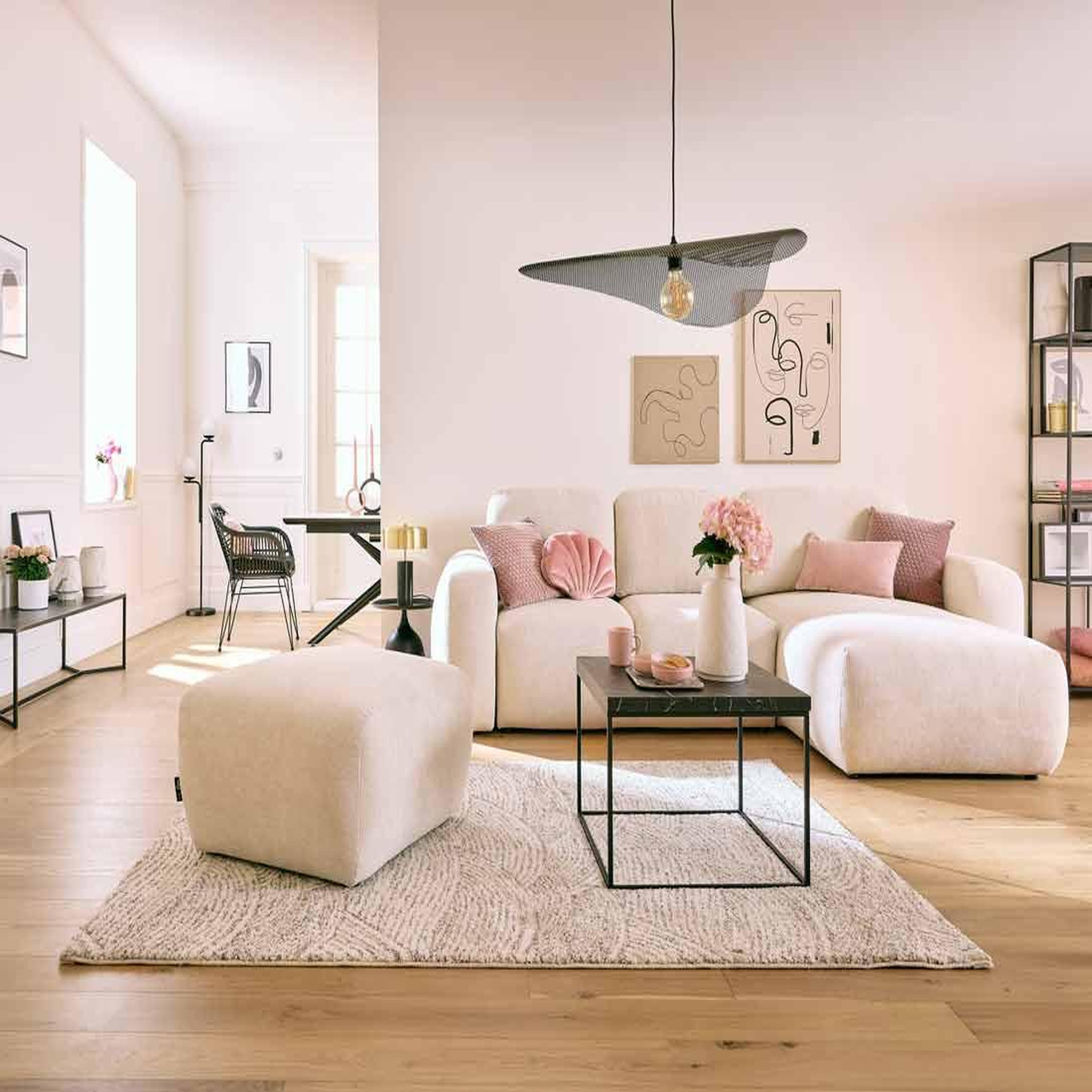 Voir la diapositive 2 : BEST MOBILIER Sorrente - pouf - en tissu texturé