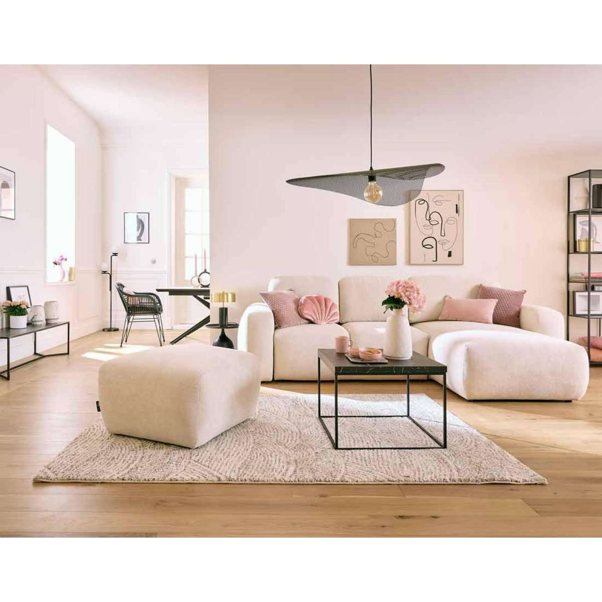 LISA DESIGN Sorrente - pouf - en tissu texturé